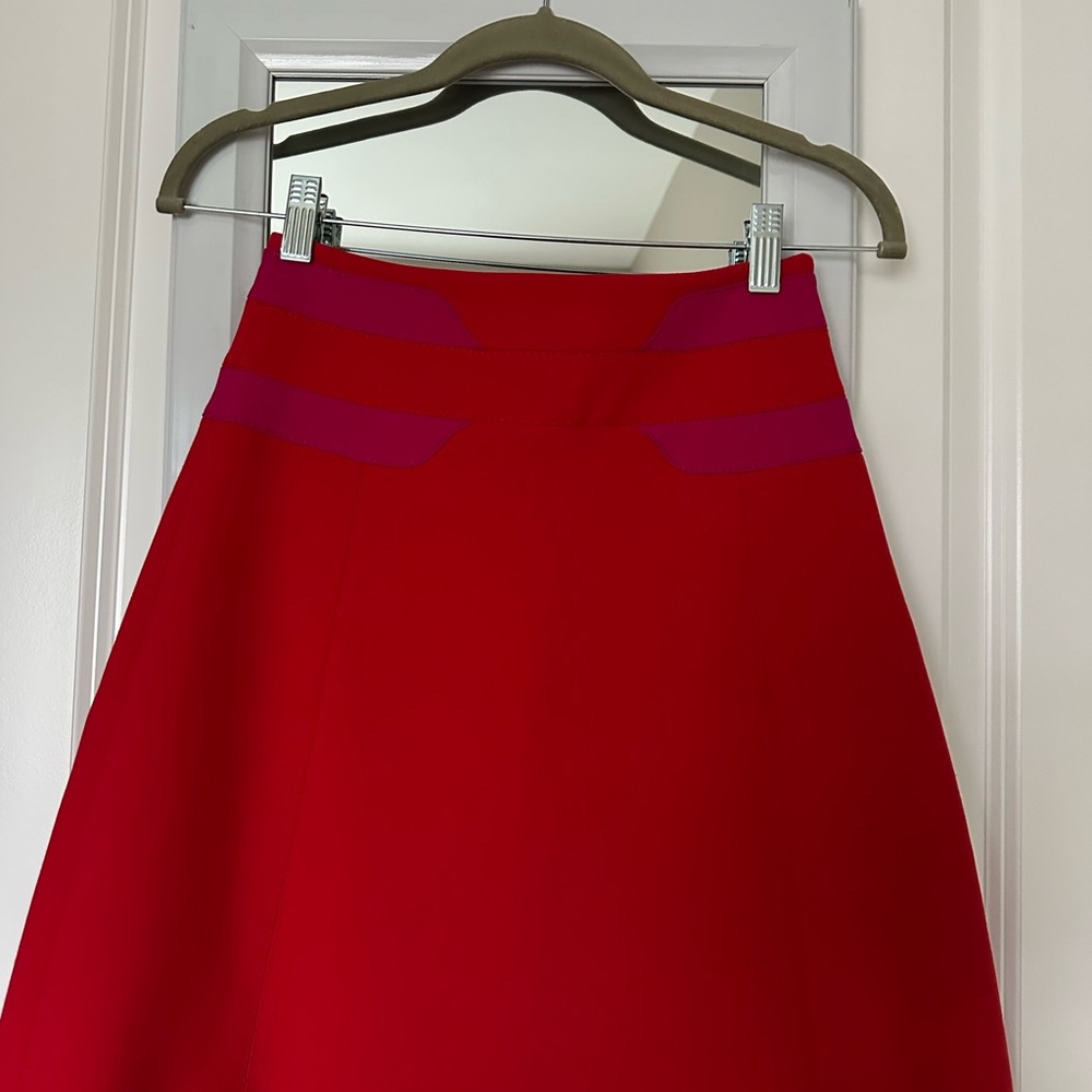 Karen Millen Red and Purple A-Line Skirt